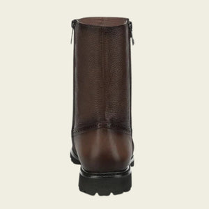 Cuadra Men's Deer Leather Round Toe Zipper Boot, Brown