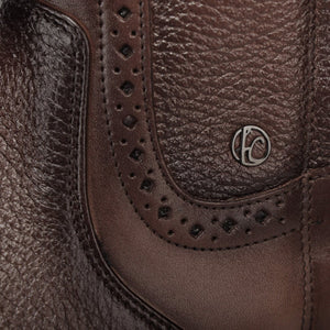 Cuadra Men's Deer Leather Round Toe Zipper Boot, Brown