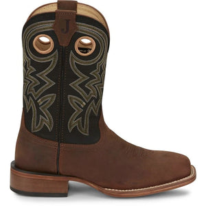 Justin Men's Big News 11" Wide Square Toe Western Boots, Distressed Brown