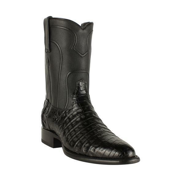Los Altos Boots Men's Caiman Belly Roper Boot, Black
