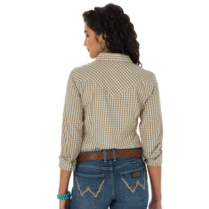 Wrangler Women's Check Snap Western Shirt, Olive