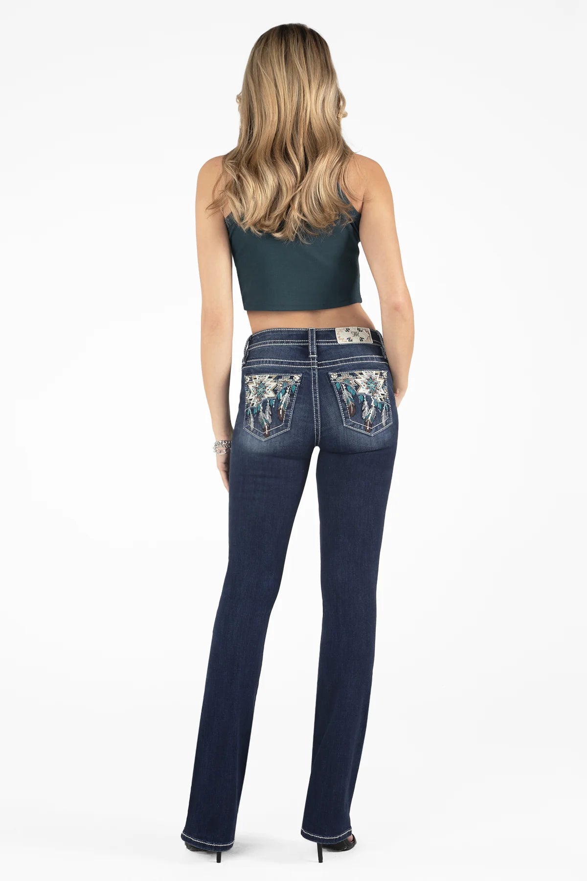 Miss Me Women's Mid Rise Bootcut Denim Jeans, Blue - Mora's Jeans