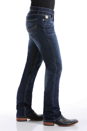 Cinch Men's Ian Mid Rise Slim Fit Bootcut Jeans, Dark Stonewash