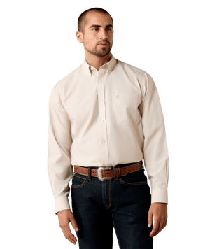 MNS Wrinkle Free Solid Pinpoint Oxford Classic Fit Shirt - Savannah Tan