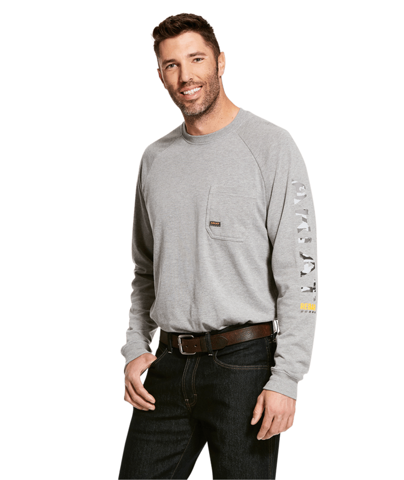 Ariat Men's MNS Rebar Cotton Strong Graphic T-Shirt, Heather Grey
