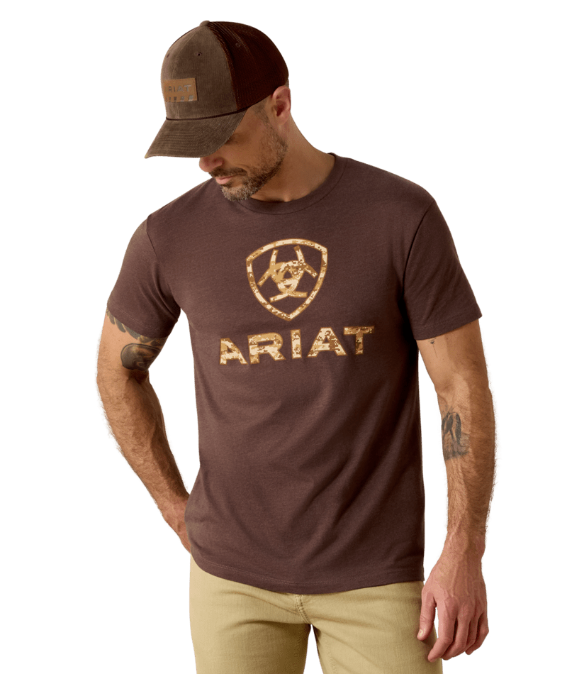 Ariat Men's MNS Liberty USA Digi Camo T-Shirt, Brown Heather Smu