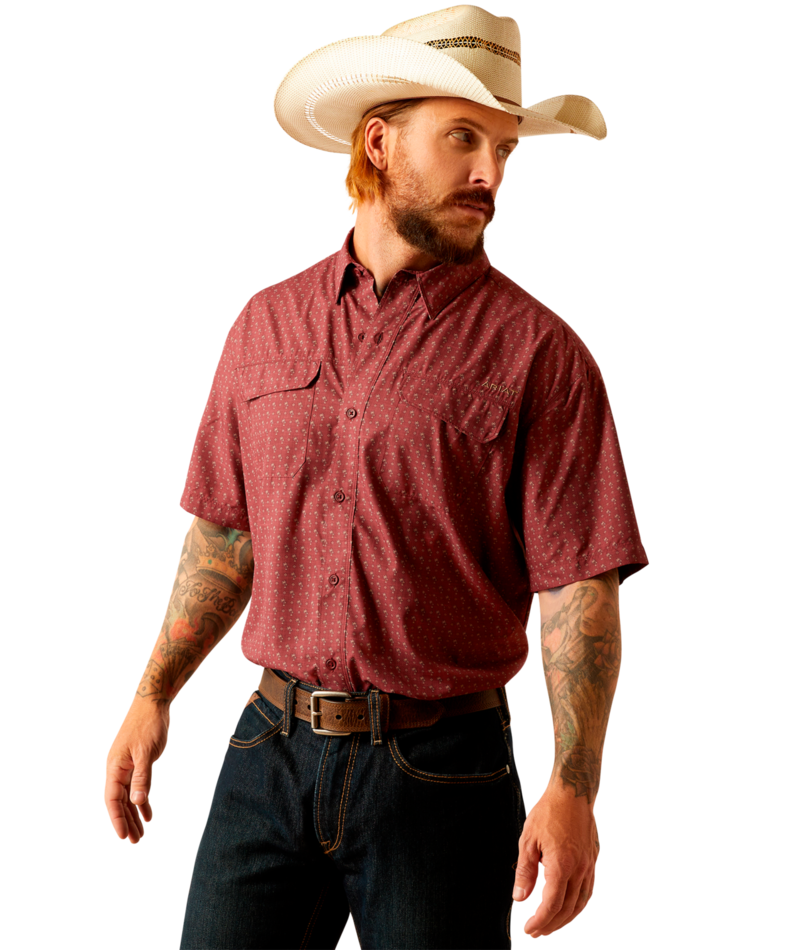 Ariat Men's MNS VentTEK Outbound Classic Fit Shirt, Red Mahogany