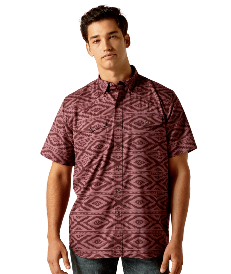 Ariat Men's MNS VentTEK Western Fitted Shirt, Dark Redwood