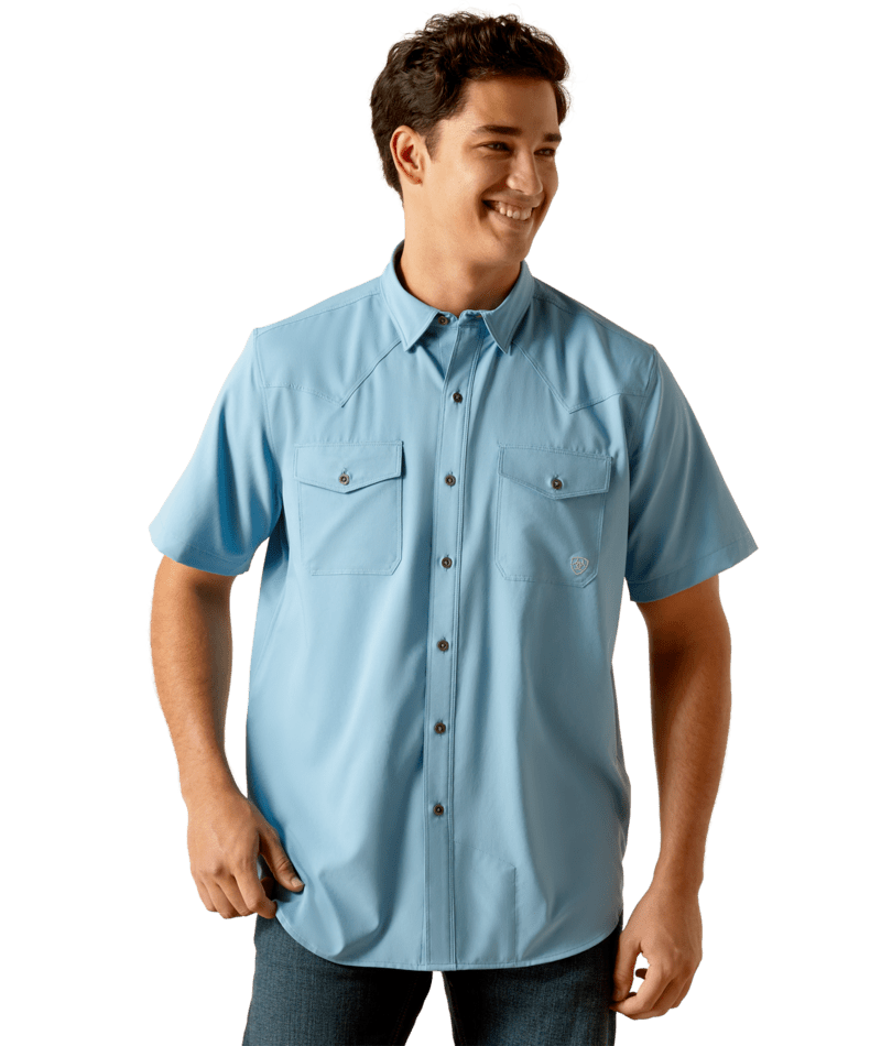 Ariat Men's MNS VentTEK Western Fitted Shirt, Blue Dawn