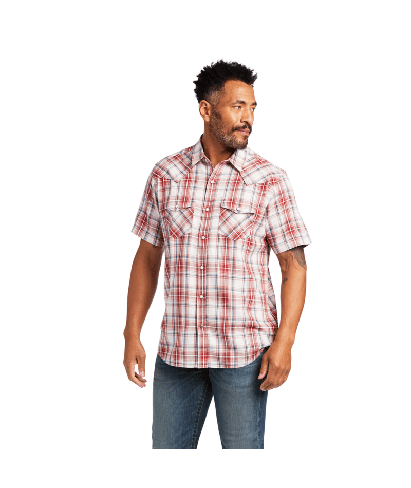 Ariat Men's MNS Hennessey  Retro Fit Shirt, Garnet