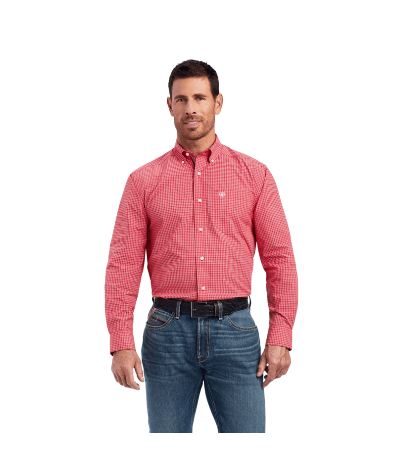 Ariat Men's MNS Pro Series Nevin Stretch Classic Fit Shirt, Tango Red
