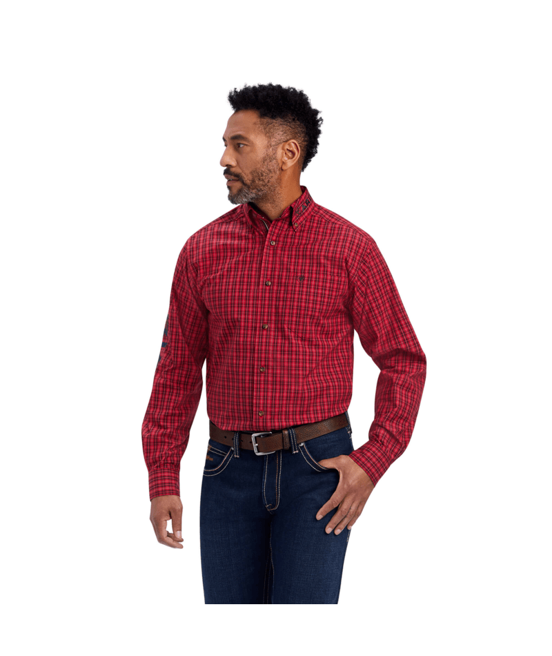 Ariat Men's MNS Pro Series Team Mariano  Fitted Shirt, Tango Red