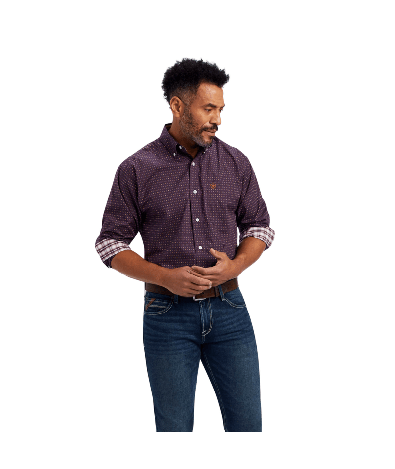 Ariat Men's MNS Wrinkle Free Dylen Classic Fit Shirt, Claret