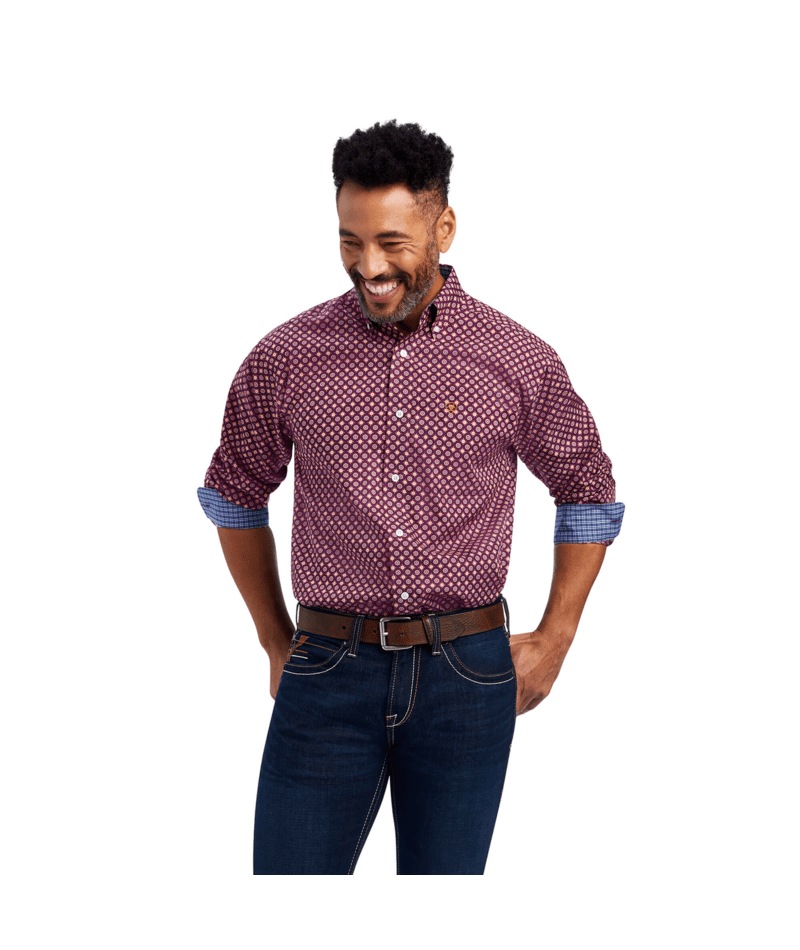 Ariat Men's MNS Wrinkle Free Deklan Classic Fit Shirt, Pickled Beet