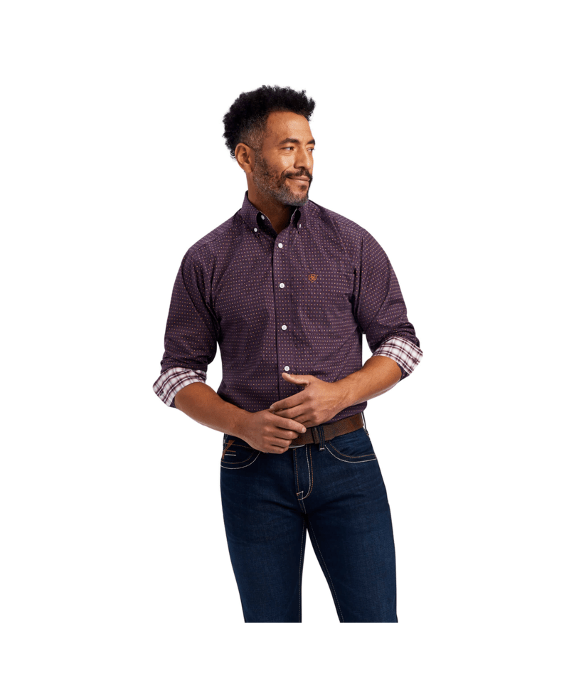Ariat Men's MNS Wrinkle Free Dylen Fitted Shirt, Claret