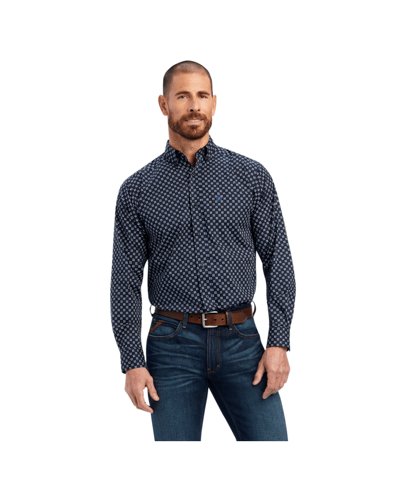 Ariat Men's MNS Baker Stretch Fitted Shirt, Estate Blue