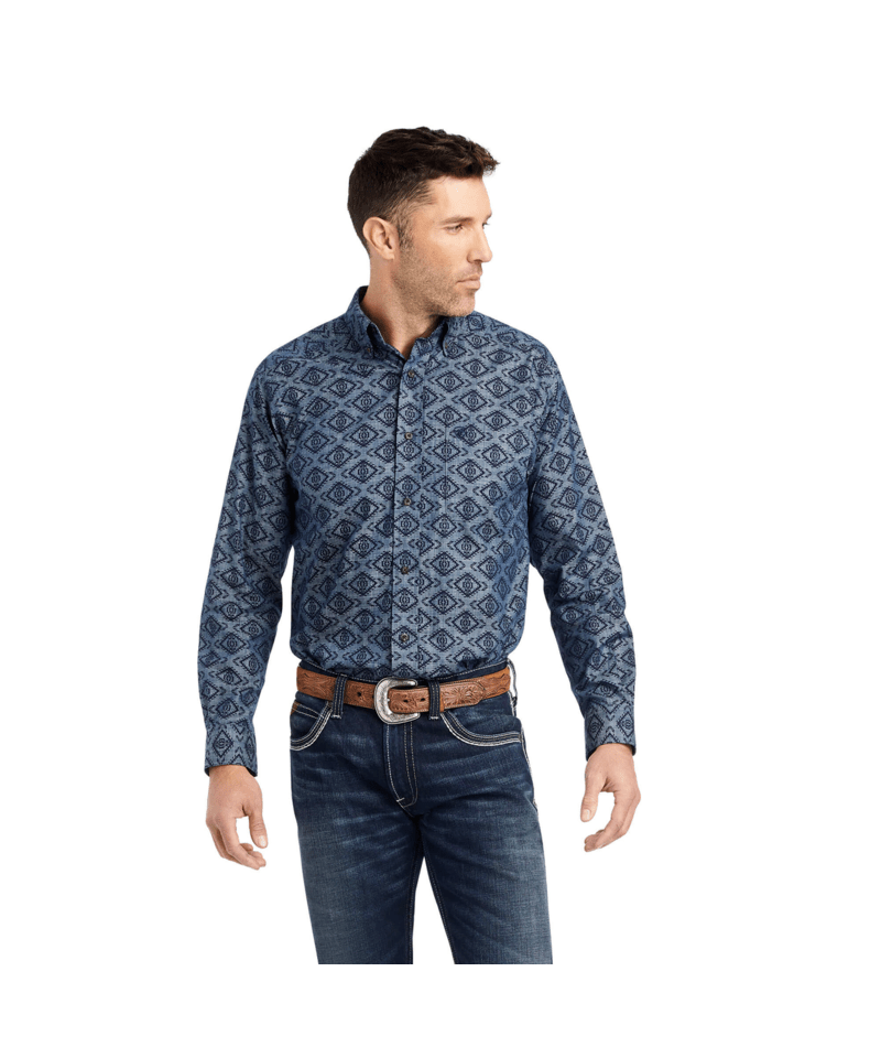 Ariat Men's MNS Keanu Classic Fit Shirt, Chambray Blue