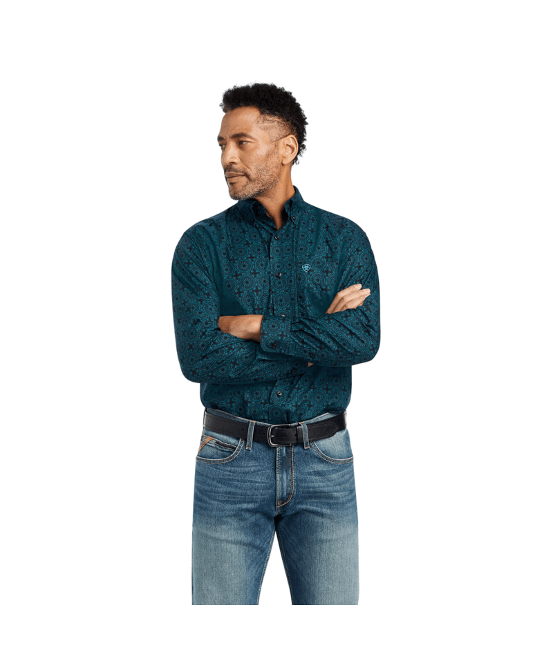 Ariat Men's MNS Kyler Fitted Shirt, Ocean Depths