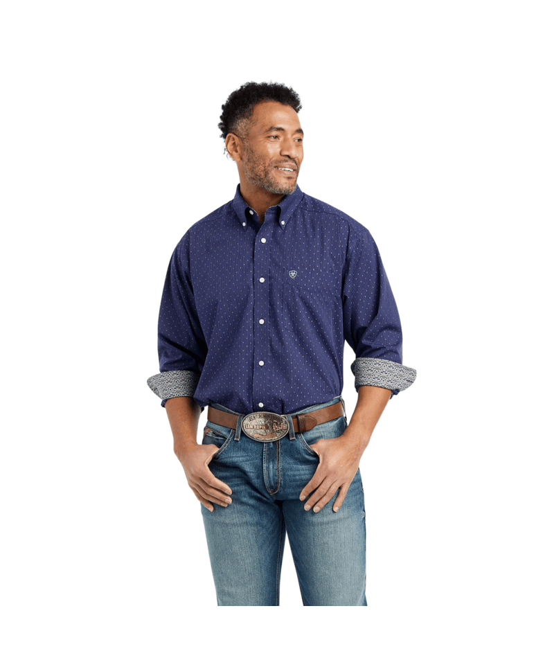Ariat Men's MNS Wrinkle Free Izik Classic Fit Shirt, Midnight Sail