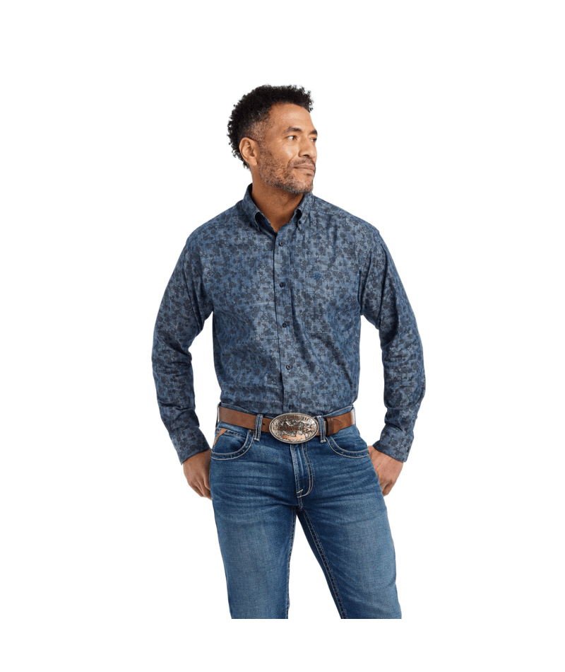 Ariat Men's MNS Girard Classic Fit Shirt, Chambray Blue