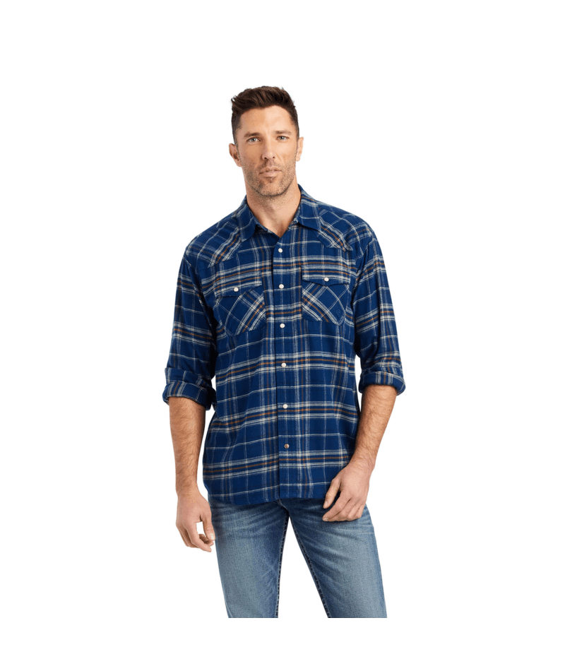 Ariat Men's MNS Holcombe Retro Fit Shirt, Estate Blue