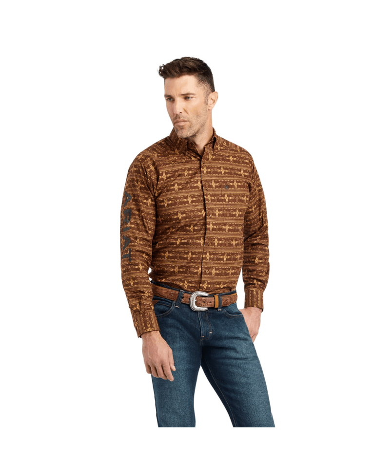 Ariat Men's MNS Team Colter Fitted Shirt, Toffee