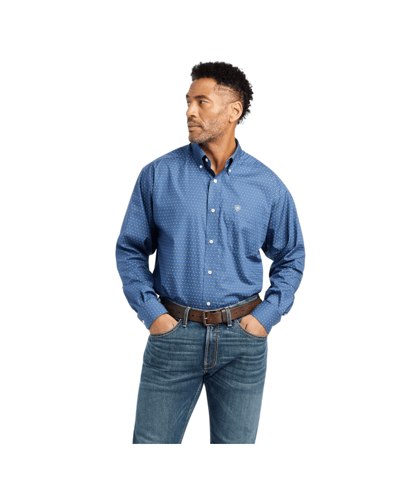 Ariat Men's MNS Wrinkle Free Eaden Classic Fit Shirt, True Navy