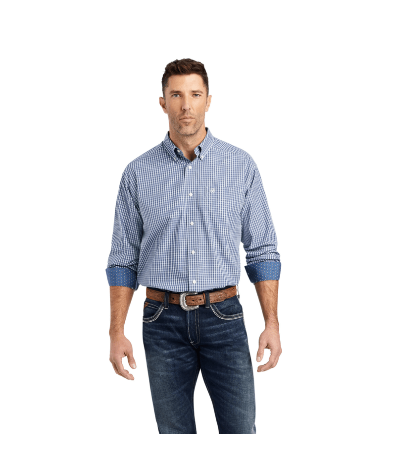 Ariat Men's MNS Wrinkle Free Ellison Classic Fit Shirt, True Navy