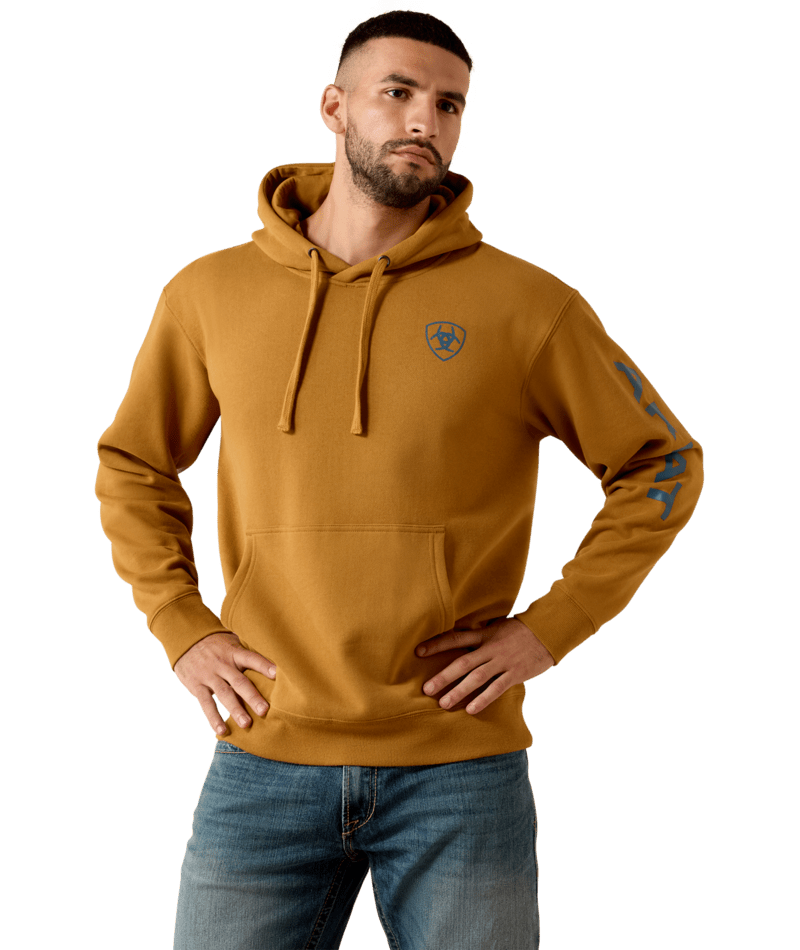MNS Ariat Logo Hoodie - Bone Brown