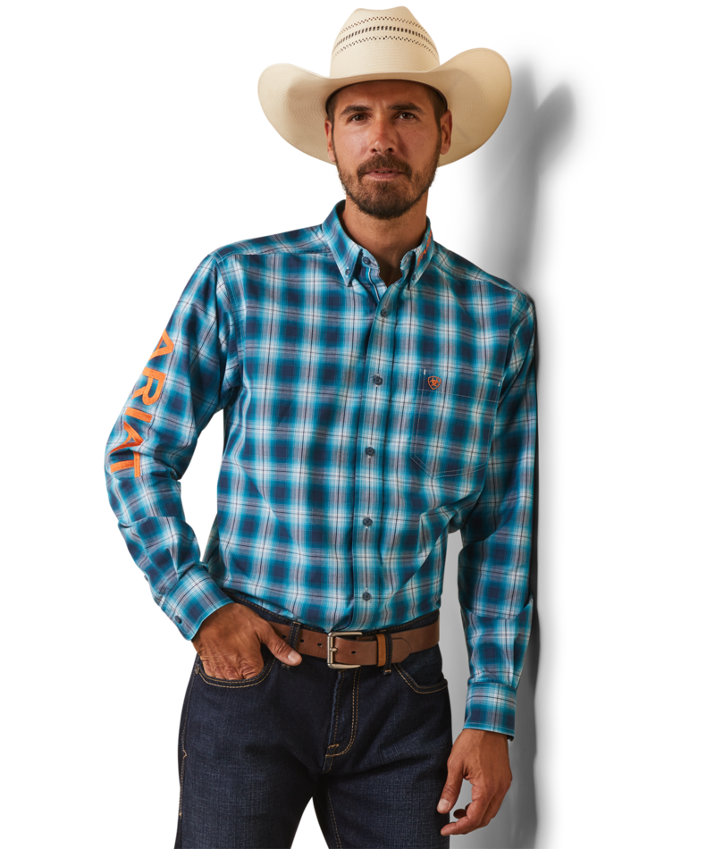 Ariat Men's MNS Pro Series Team Sean  Fitted Shirt, Teal