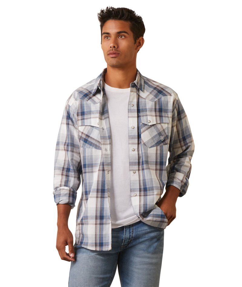 Ariat Men's MNS Haston Retro Fit Shirt, White Asparagus