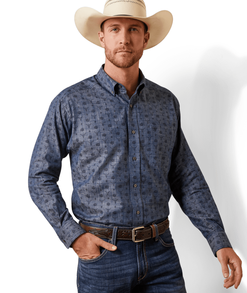 Ariat Men's MNS Noah Classic Fit Shirt, Chambray Blue