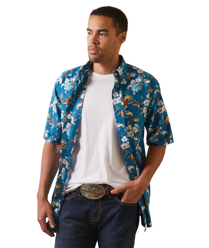 Ariat Men's MNS Keon Classic Fit Shirt, Lyons Blue