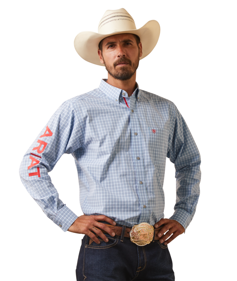 Ariat Men's MNS Pro Series Team Hylton  Fitted Shirt, Teal