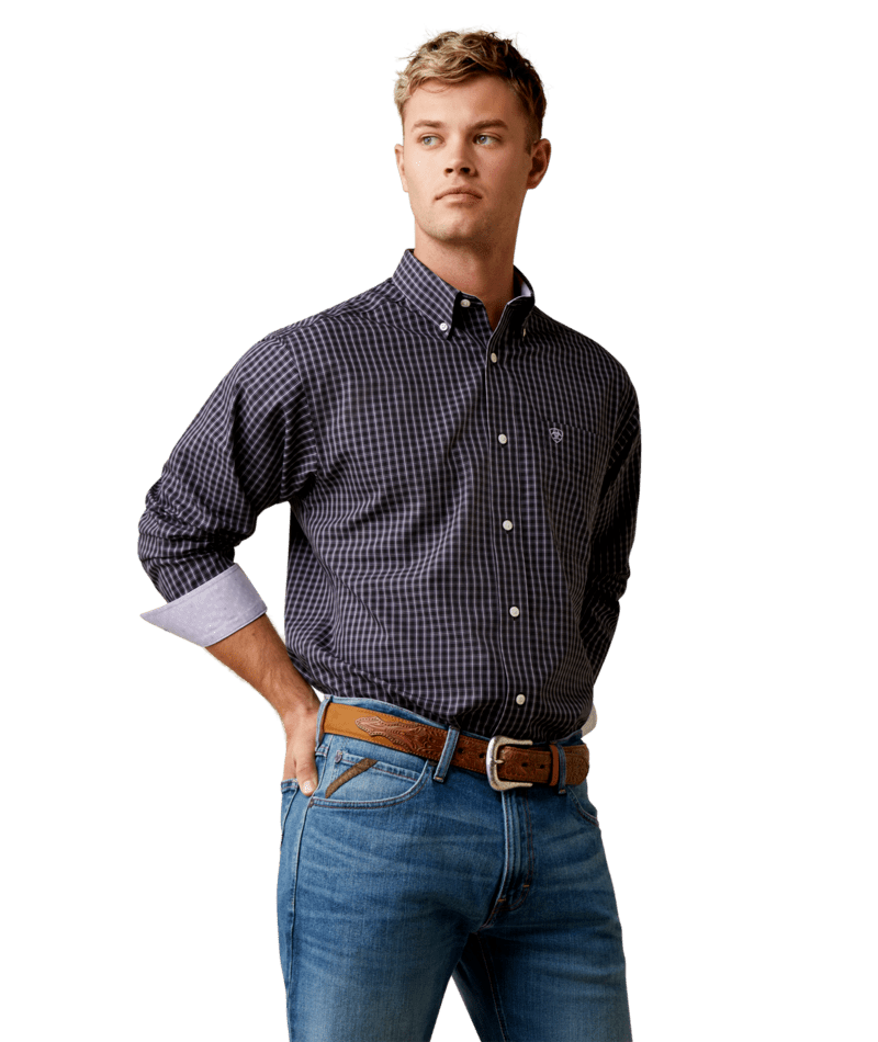Ariat Men's MNS Wrinkle Free Fitzgerald Fitted Shirt, Black