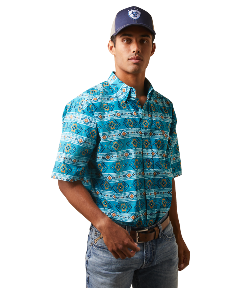 Ariat Men's MNS Konner Classic Fit Shirt, Enamel Blue