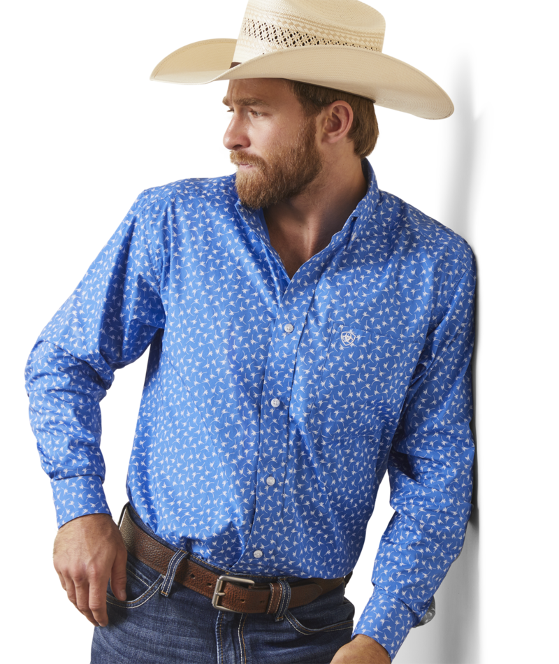 Ariat Men's MNS Leeland Fitted Shirt, Neoprene Blue