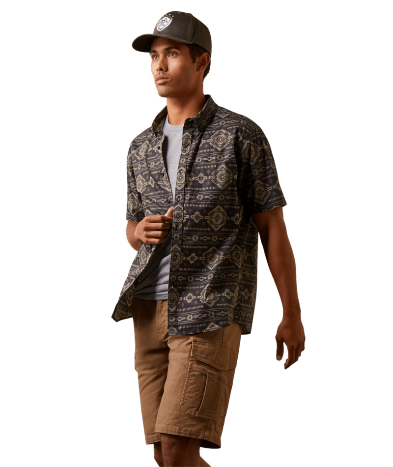Ariat Men's MNS Serape Island Stretch Modern Fit Shirt, Dark Grey