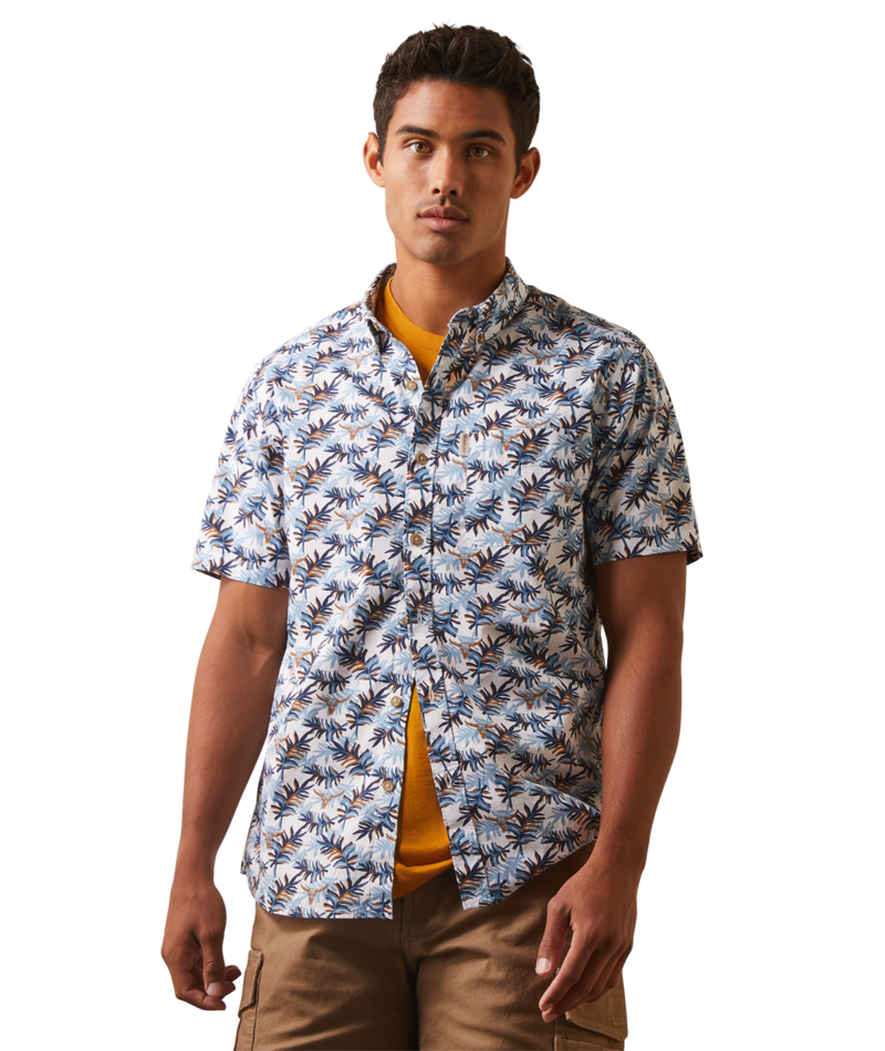 Ariat Men's MNS Palm Waves Stretch Modern Fit Shirt, White