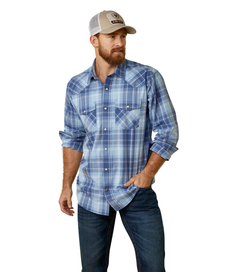 Ariat Men's MNS Halmaty Retro Fit Shirt, Vastness Blue