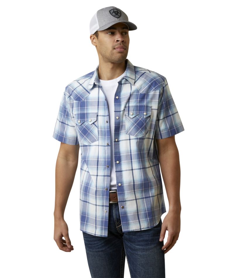 Ariat Men's MNS Hadder Retro Fit Shirt, Vastness Blue