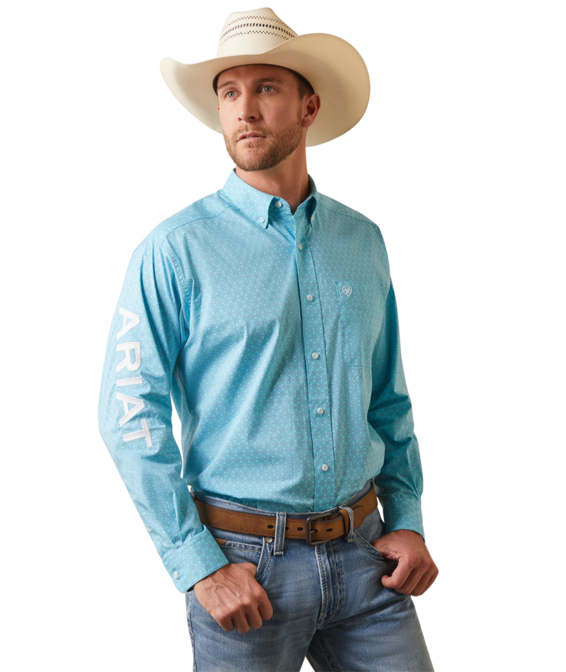 Ariat Men's MNS Team Caiden Classic Fit Shirt, Gulf Stream