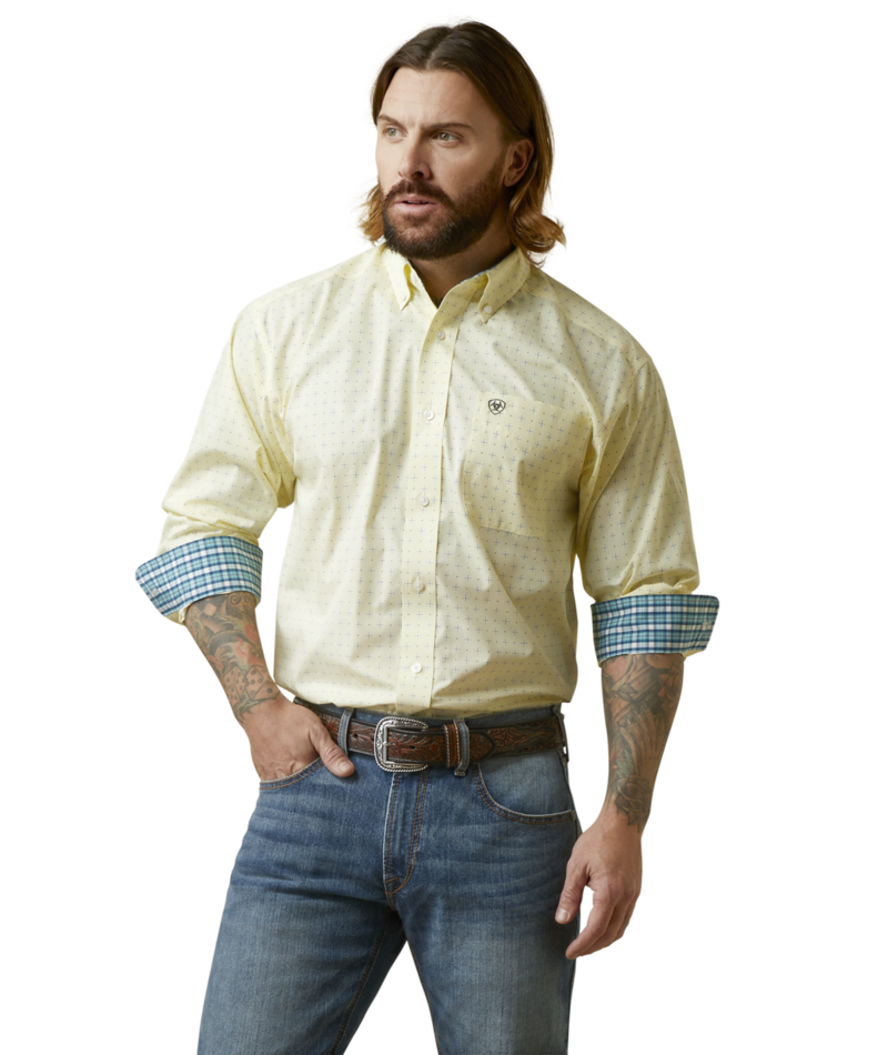 Ariat Men's MNS Wrinkle Free Cade Classic Fit Shirt, Yellow