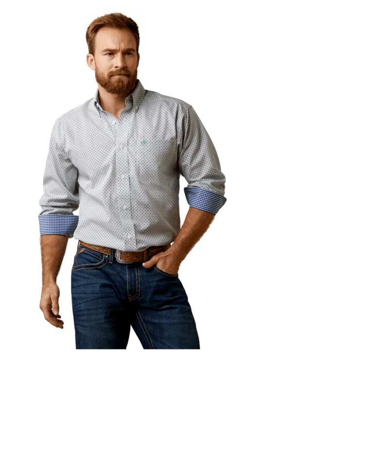 Ariat Men's MNS Wrinkle Free Flynt Fitted Shirt, White