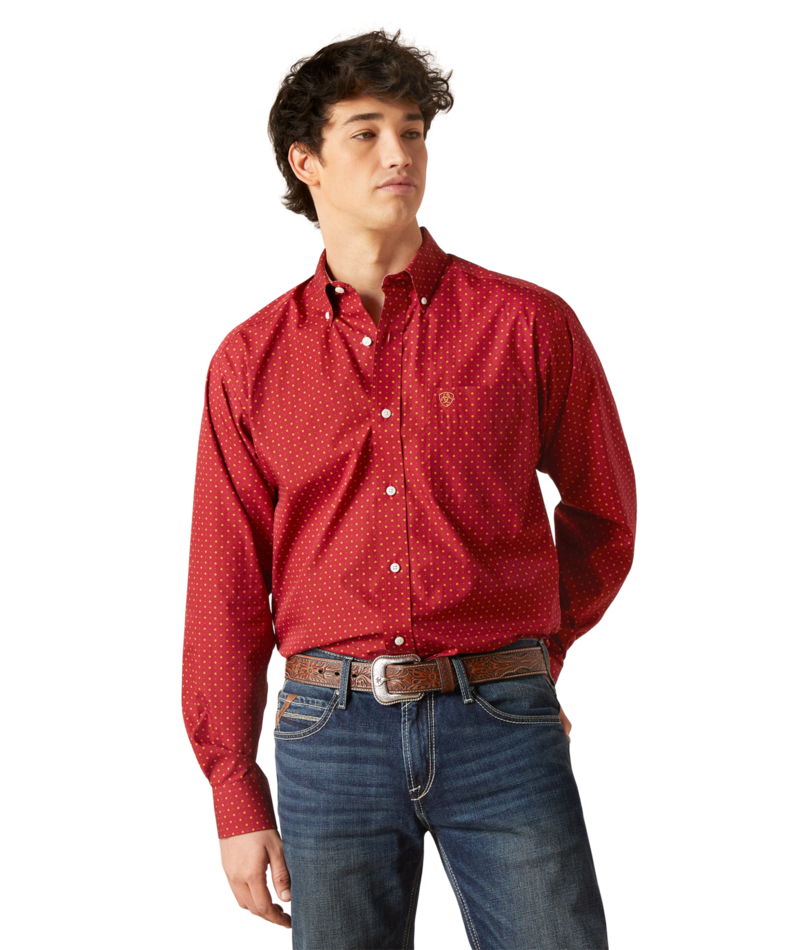 Ariat Men's MNS Wrinkle Free Kaisen Classic Fit Shirt, Biking Red