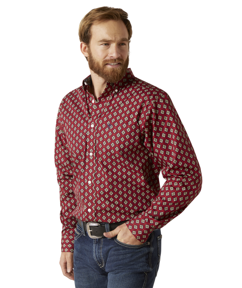 Ariat Men's MNS Wrinkle Free Kyler Fitted Shirt, Biking Red