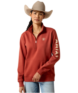 WMS Foundation Logo 1/2 Zip Sweatshirt - Burnt Henna