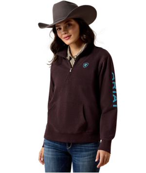 WMS Foundation Logo 1/2 Zip Sweatshirt - Chocolate Plum Heather