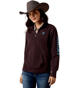 WMS Foundation Logo 1/2 Zip Sweatshirt - Chocolate Plum Heather