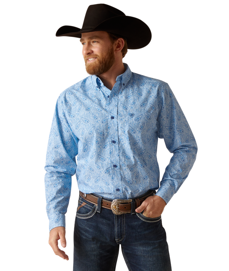 Ariat Men's MNS Phineas Fitted Shirt, Chambray Blue